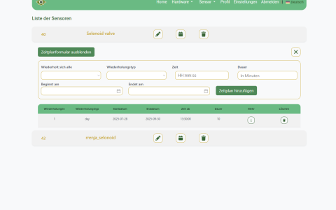Irrigation scheduling page